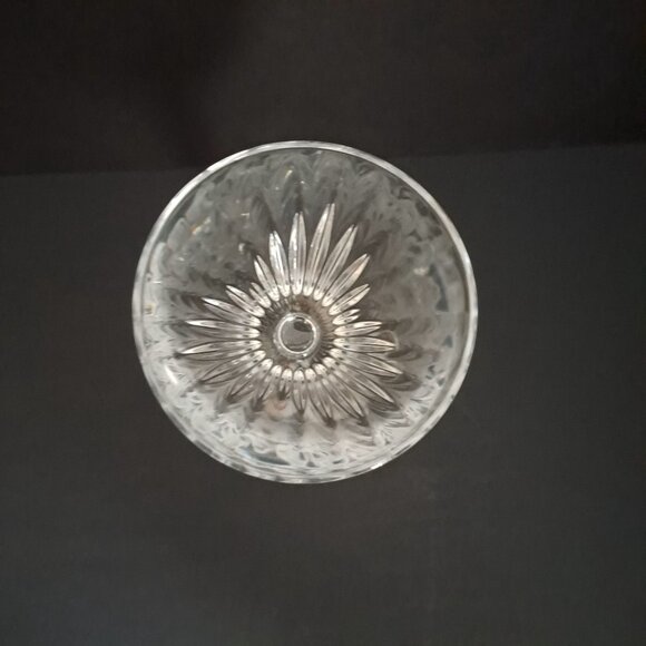 Cristal de Flandre Wine Goblet 6.5" Austria Clear Cut Panel Stem Glass Elegant - Picture 3 of 11